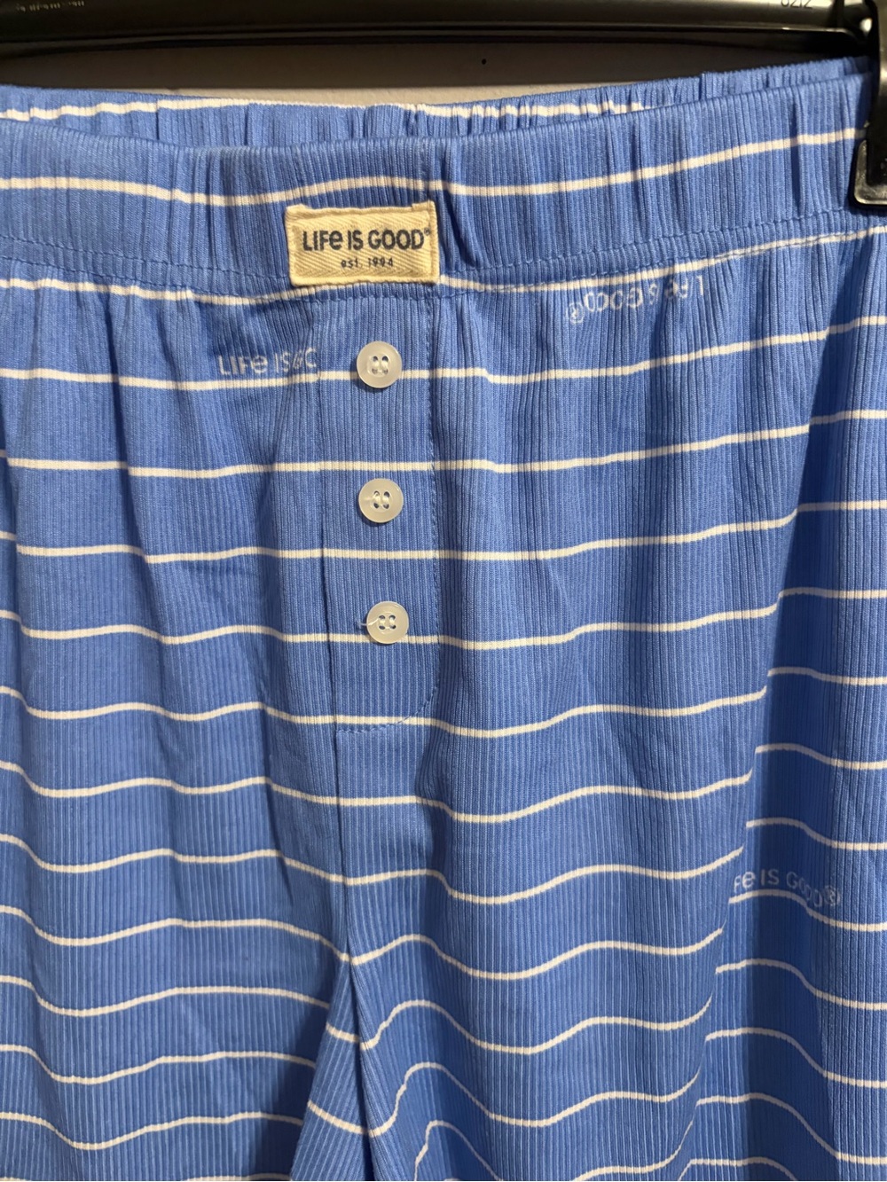 Life is Good Blue Striped Short Sleeve Pajama Set - Picture 7 of 9